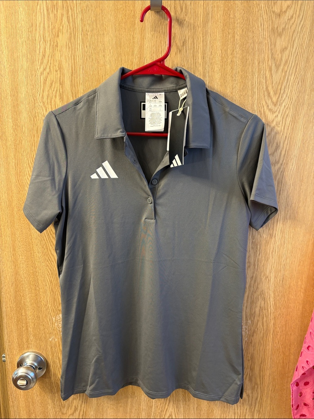 adidas Gray Polo with White Logo Accents